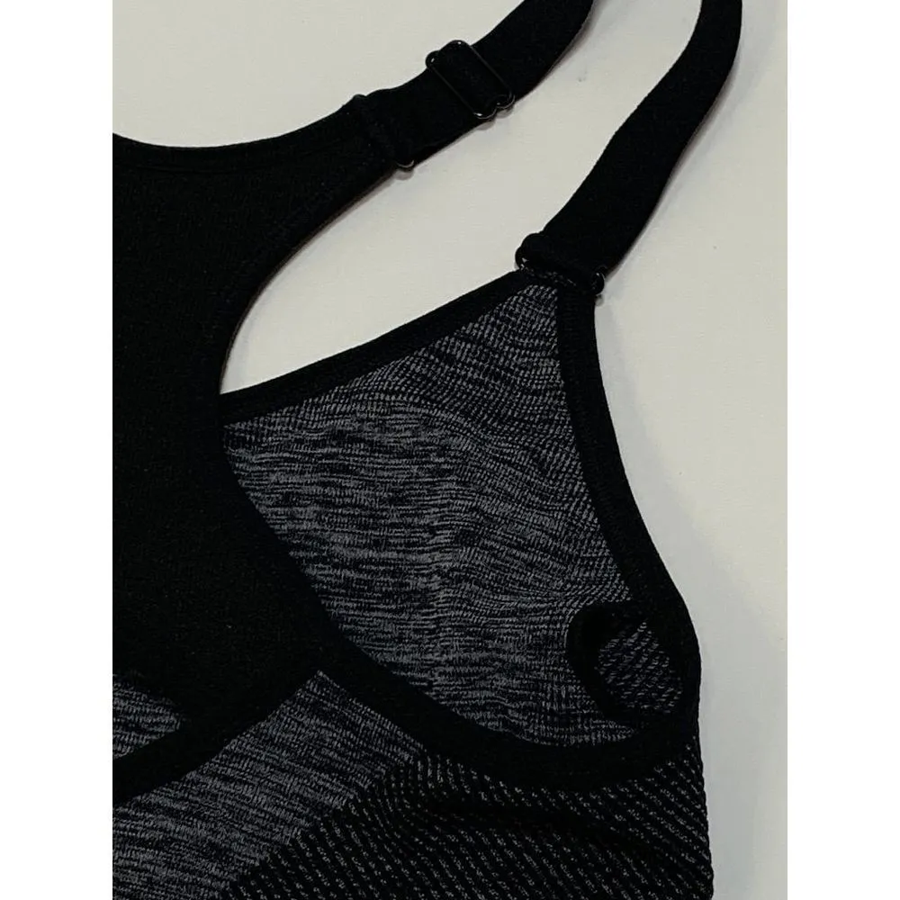 Avia Women’s Seamless Low Support Racerback Gym Sports Bra Black Gray Size XL - Image 4
