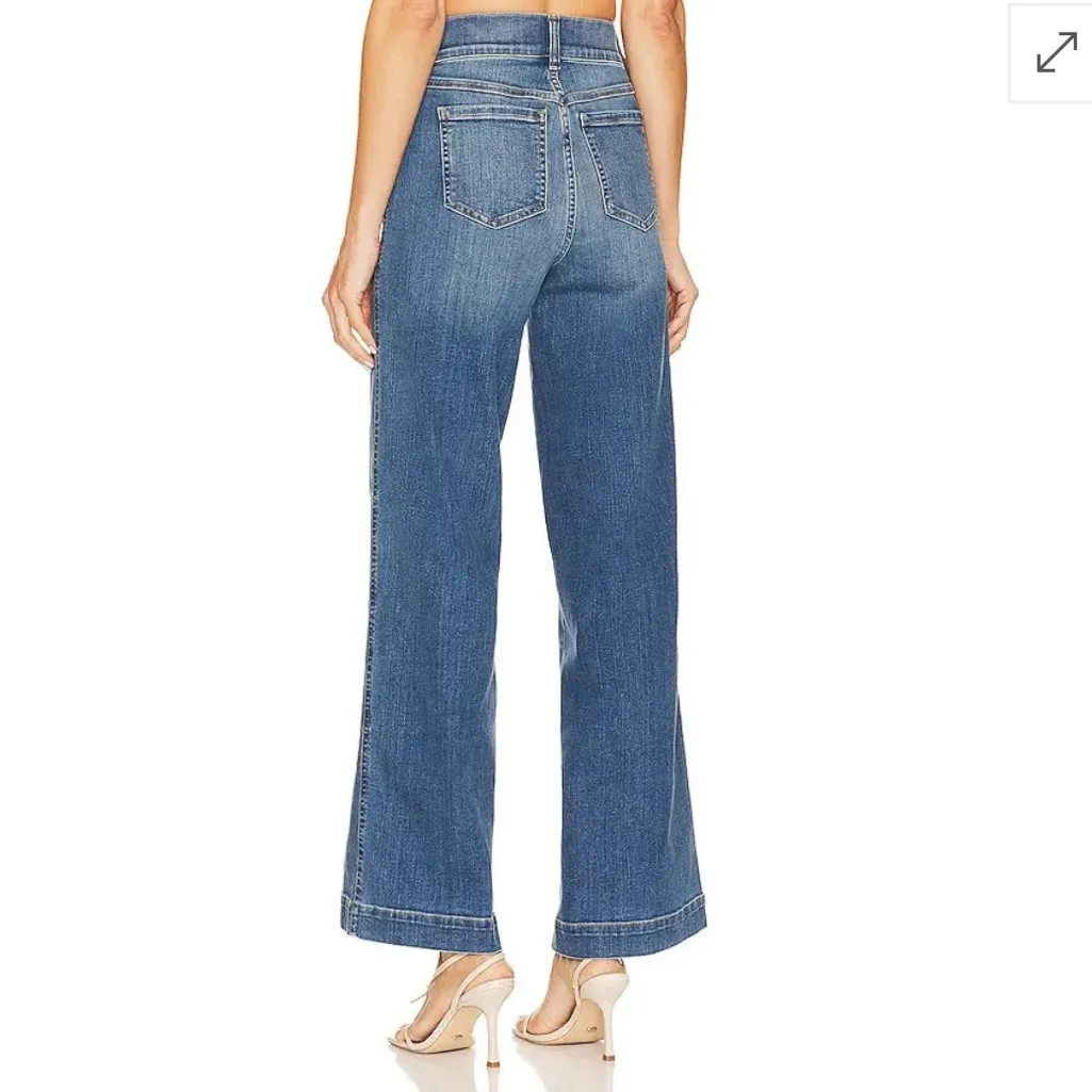 SPANX Seamed Front Wide Leg Jeans in Vintage Indigo Flare Pull On size Small - Image 2