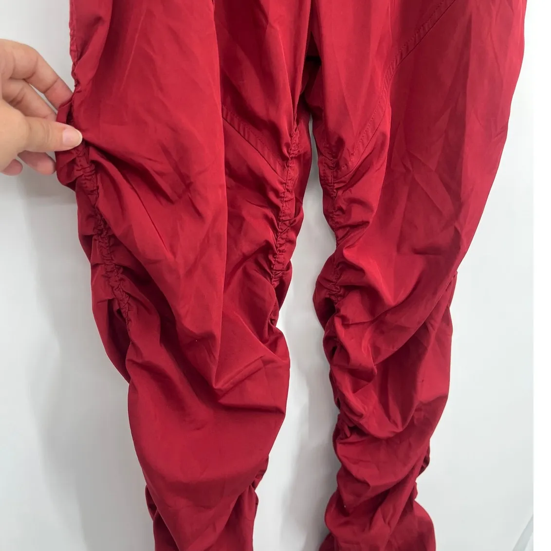 Y2K K TOO Ruched Zip Ankle Track Pants Womens L Red Athleisure Streetwear Sporty Size L - Image 4