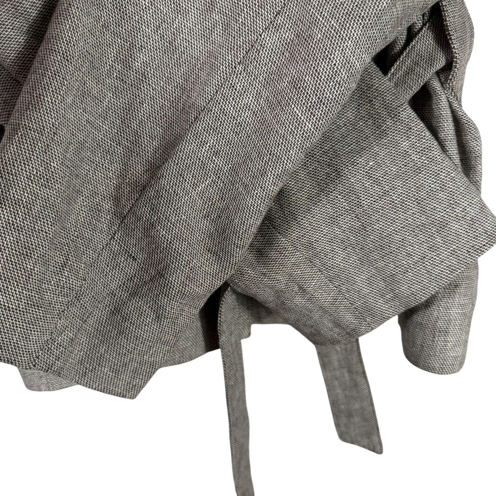 Saks Fifth Avenue Linen Blend Belted Jacket Size 14 Tailored Neutral Blazer - Image 3