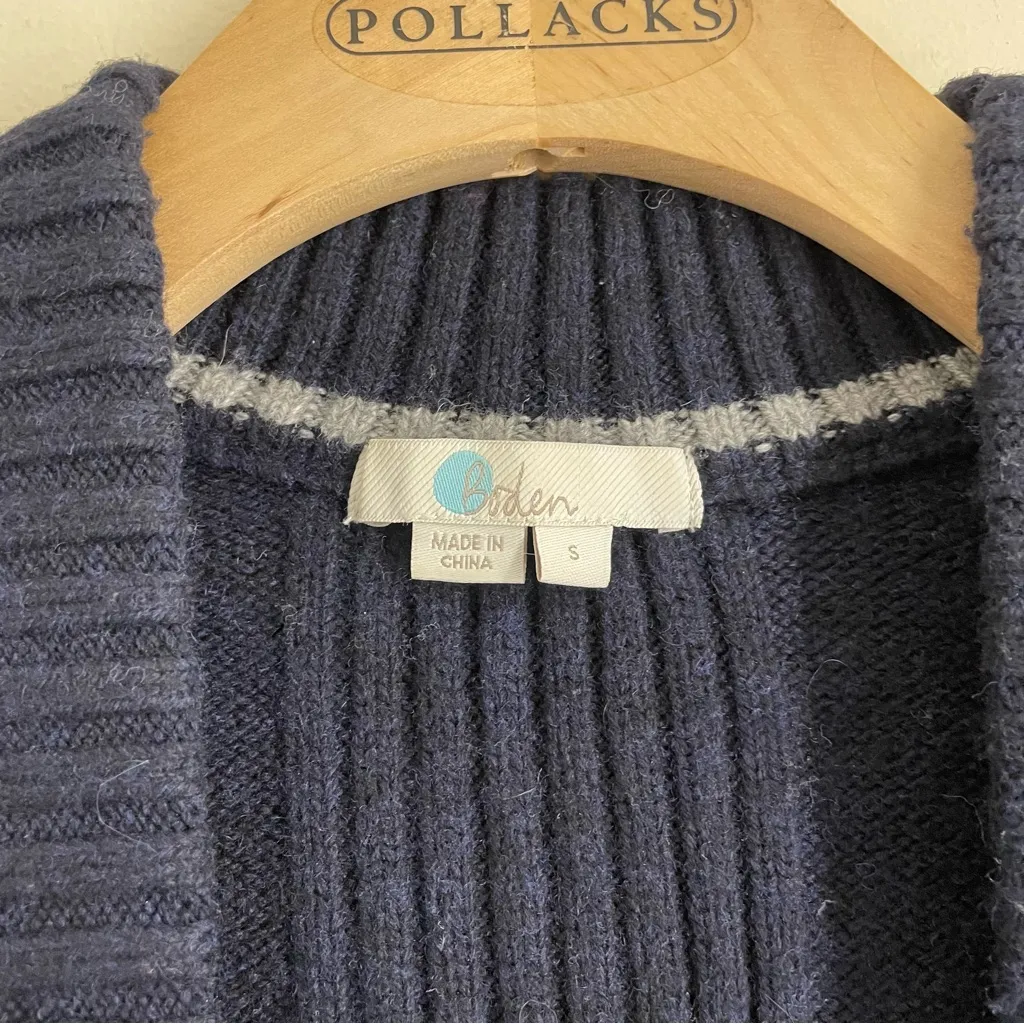 Boden Wool Alpaca Blend Open Front Cardigan Sweater Jacket Coatigan Navy size S Blue - Image 10