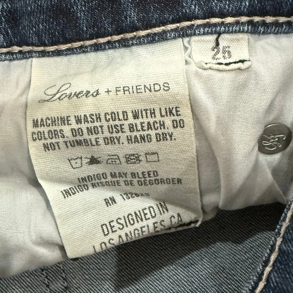 Lovers and Friends Distressed Mason Naples Raw Hem Blue Hi Rise Skinny Jeans 25 - Image 6