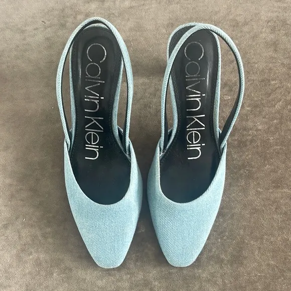Calvin Klein Coreta Pump sling back. 3 in heel. Color- light denim Size- 5 - Image 2