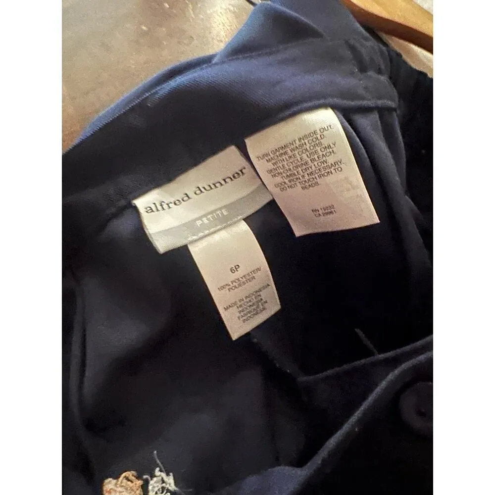 Alfred Dunner Pants Womens 6P Blue Wide-Leg Hi-Rise Elastic Waist Cropped - Image 6