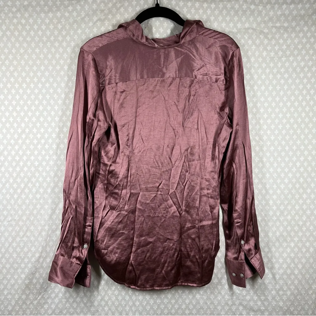 Madewell  Pink Satin Button‎ Up Darted Top - Image 6