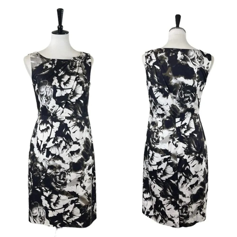 Ann Taylor Sheath Dress Sleeveless Black Cream Abstract Floral Women’s Size 6 - Image 14