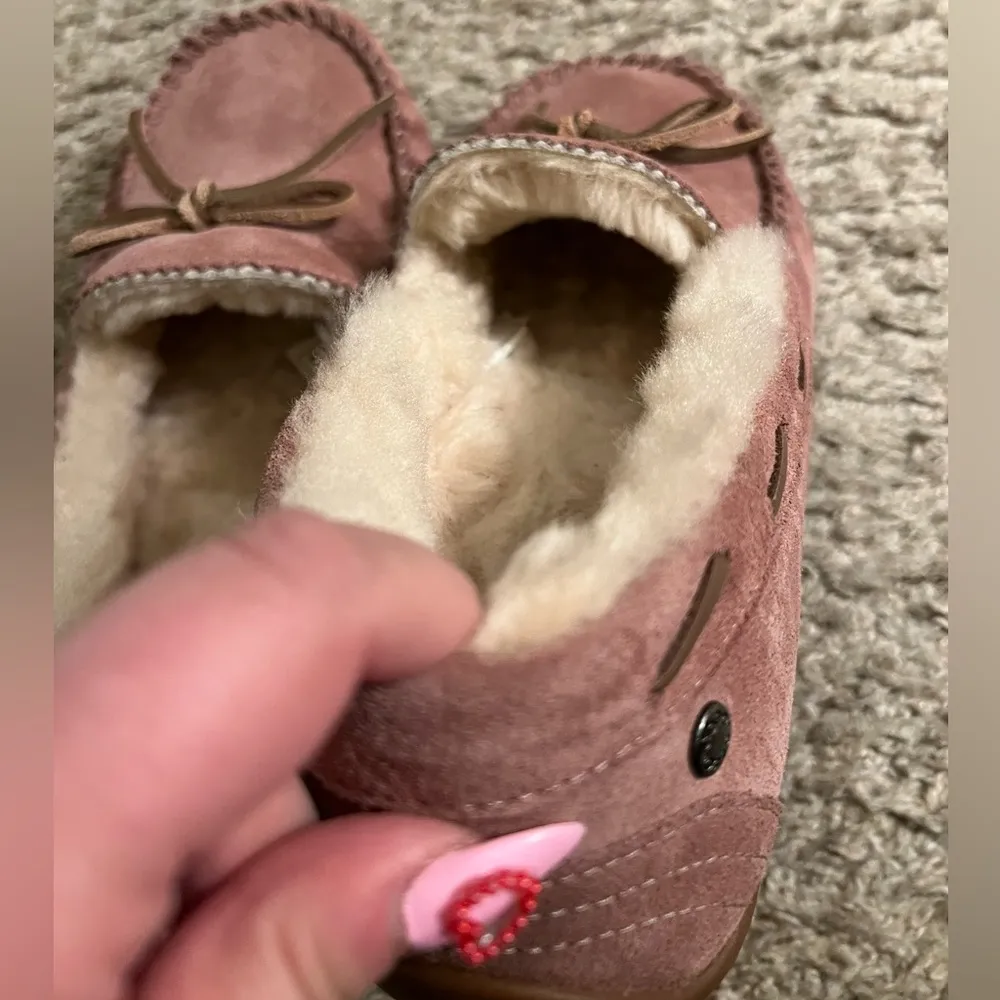 ABEO Vancouver Pink Suede Fur Lined Moccasins Slippers Flats - Image 5