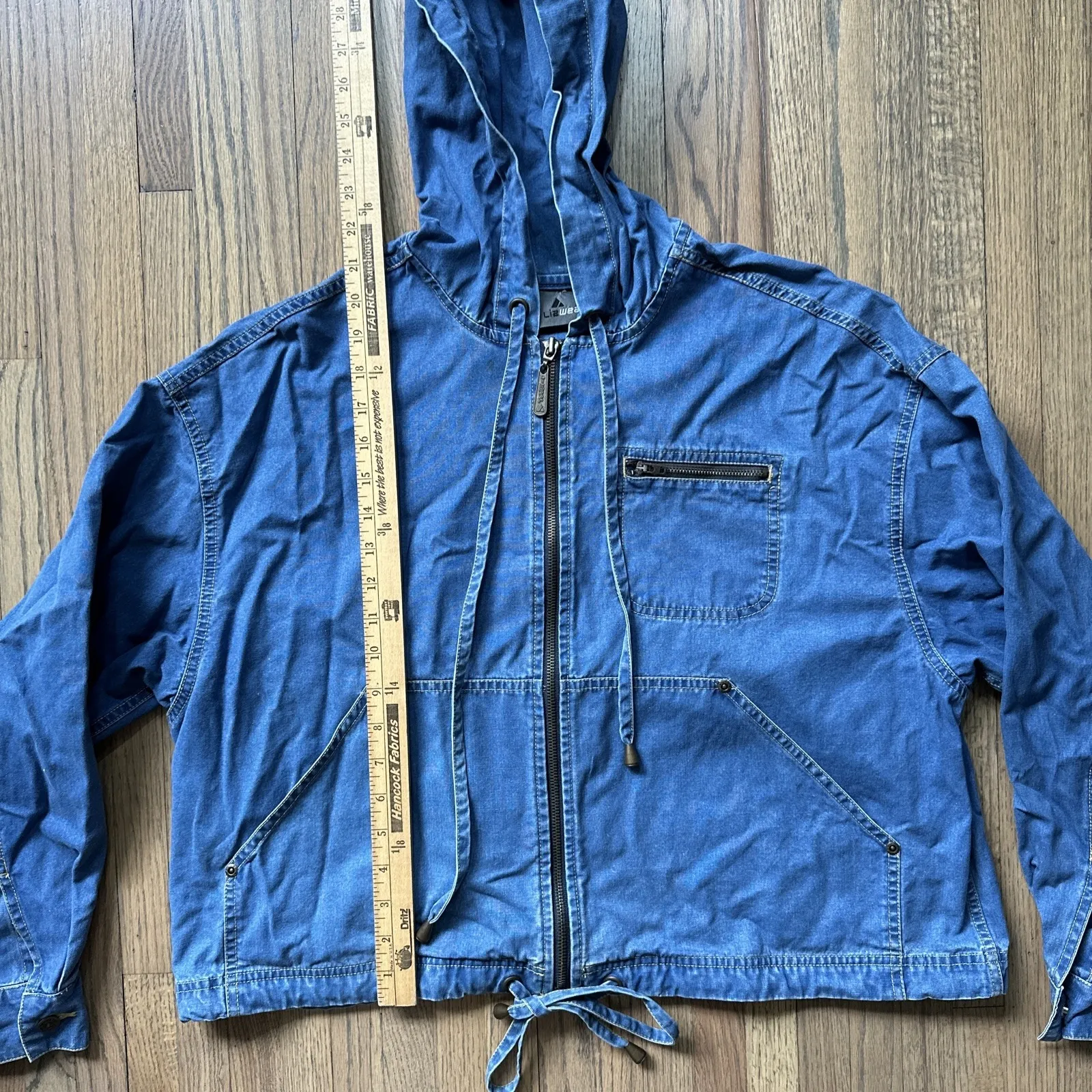 Vintage Lizwear Denim Zip Up Jacket Talons Zipper Size Medium Women's 1980s Blue - Image 8