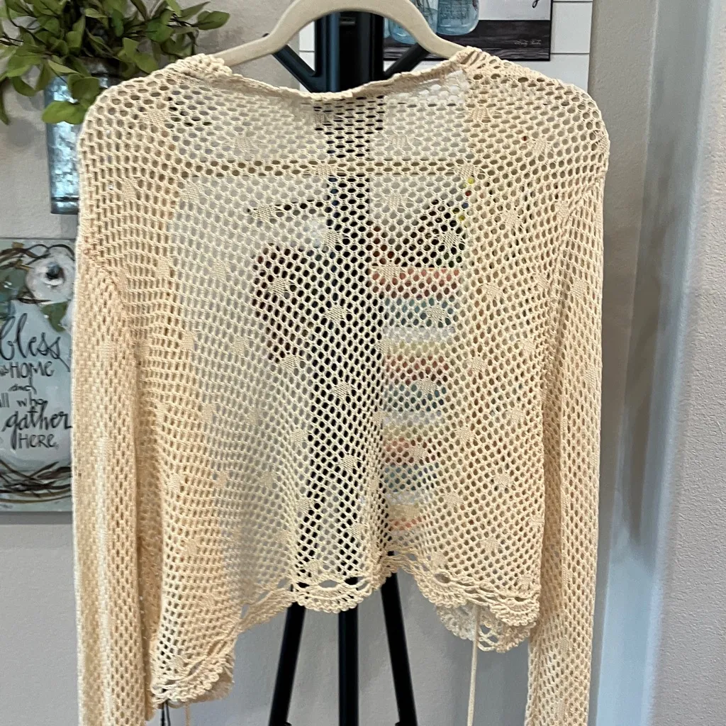 Cider Cream Open-Knit Cardigan bell sleeves - Image 6