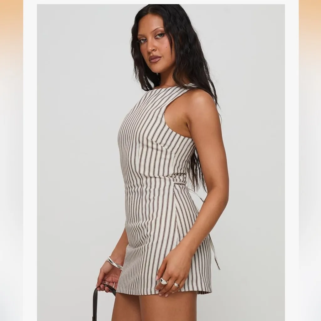 NWT Princess Polly Yumiko Romper Brown Stripe size 4 - Image 2