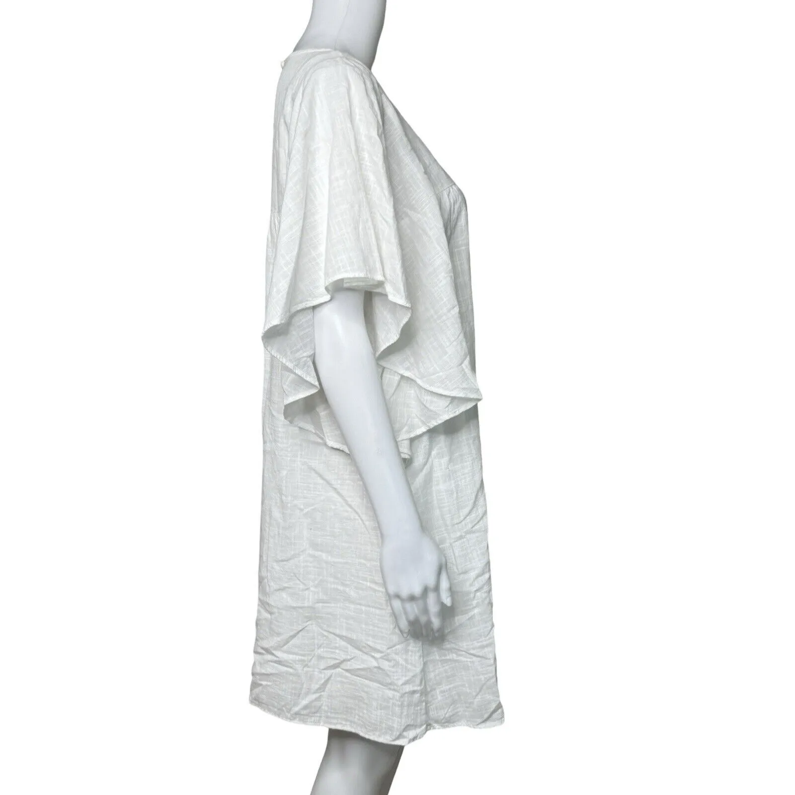 Old Navy Tunic Dress Womens Medium White Flutter Sleeve Square Neck Boho‎ - Image 2
