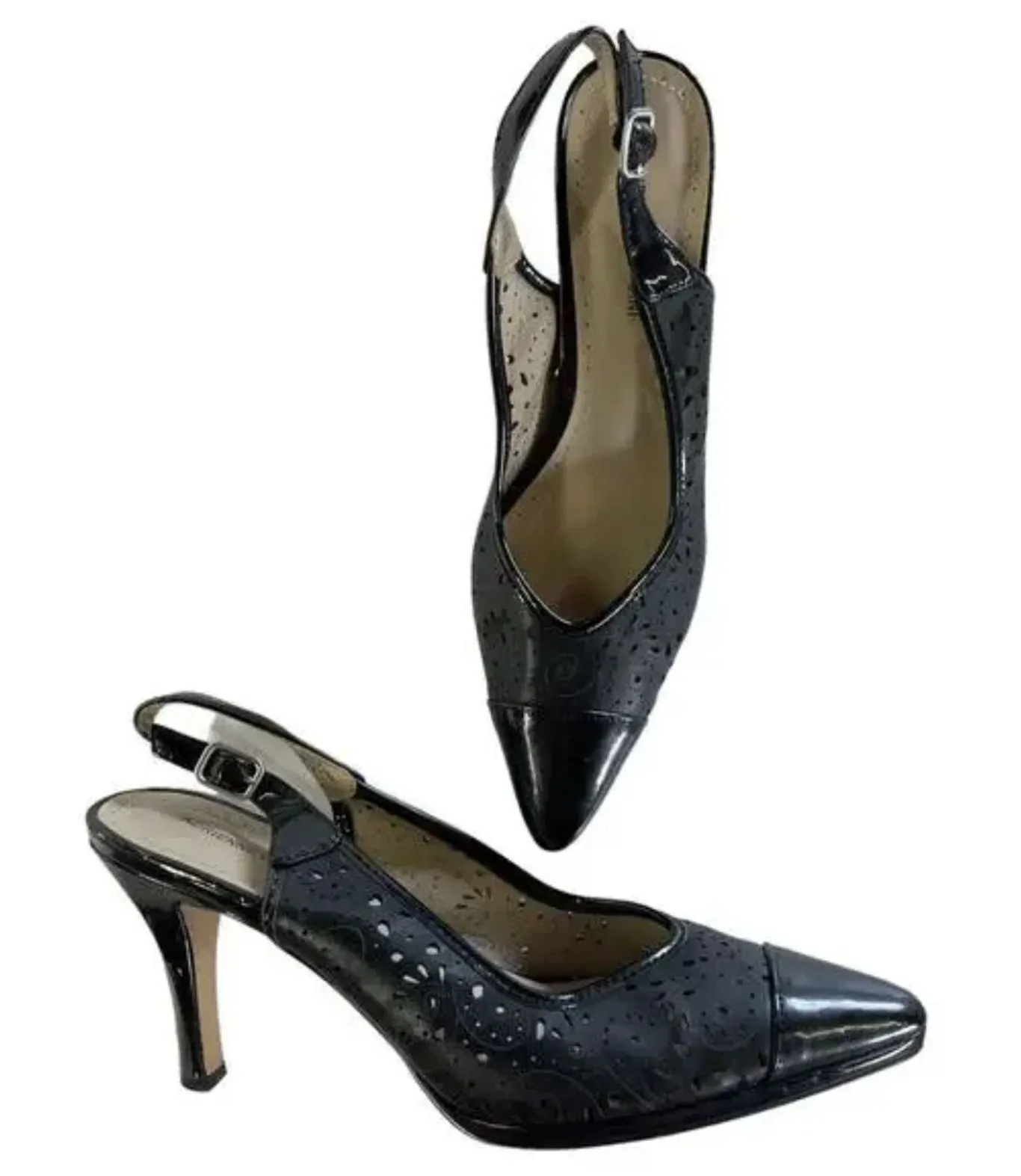 Adrienne Vittadini Shoes Womens Size 8.5 Petra Slingback Heels Leather Cutout - Image 1