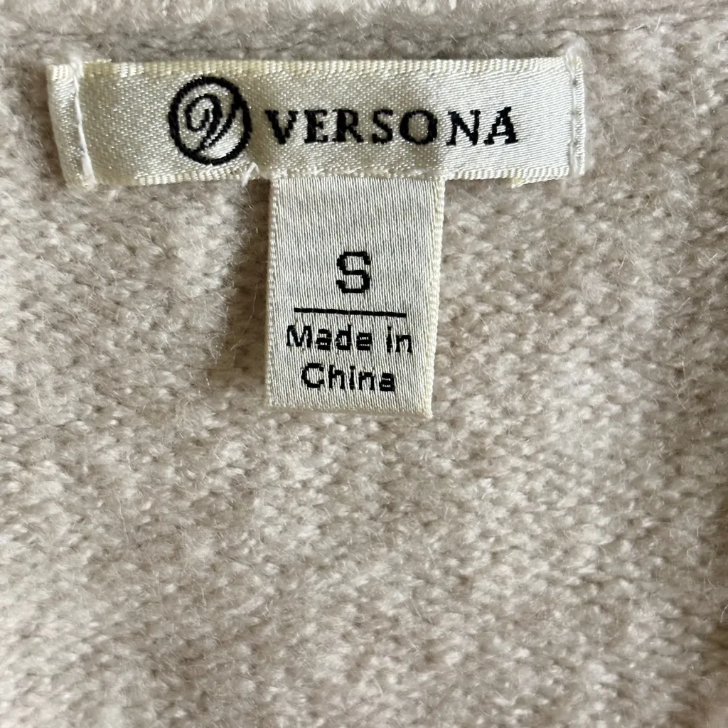 Versona Cream V-Neck Cozy Classy Short-Sleeve Button Cardigan Sweater Small - Image 7