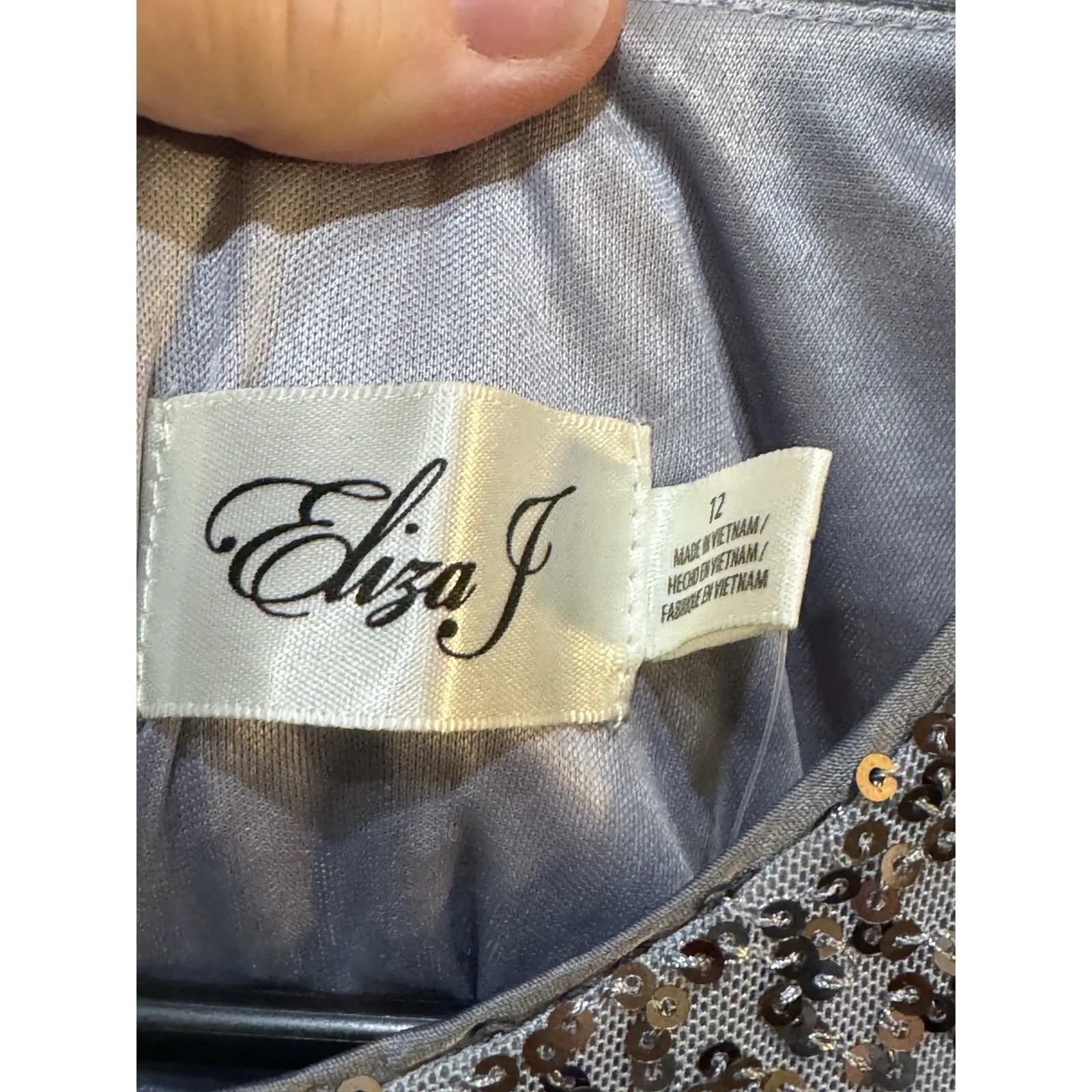 NWT Eliza J Size 12 Mini Dress Silver Sequins Sleeveless Racerback Fit and Flare - Image 5