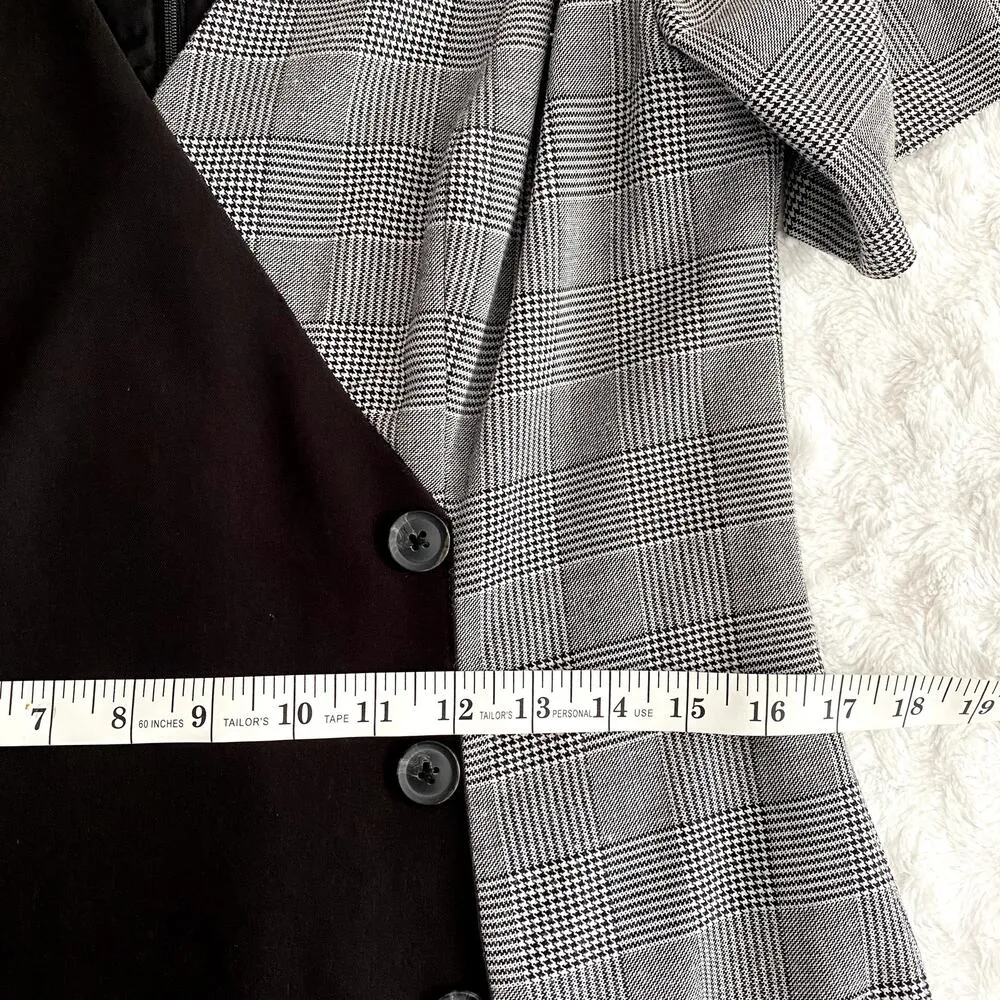 Fame and Partners Everly Black Plaid Button Front Short Sleeve Midi Dress 12 - Image 9