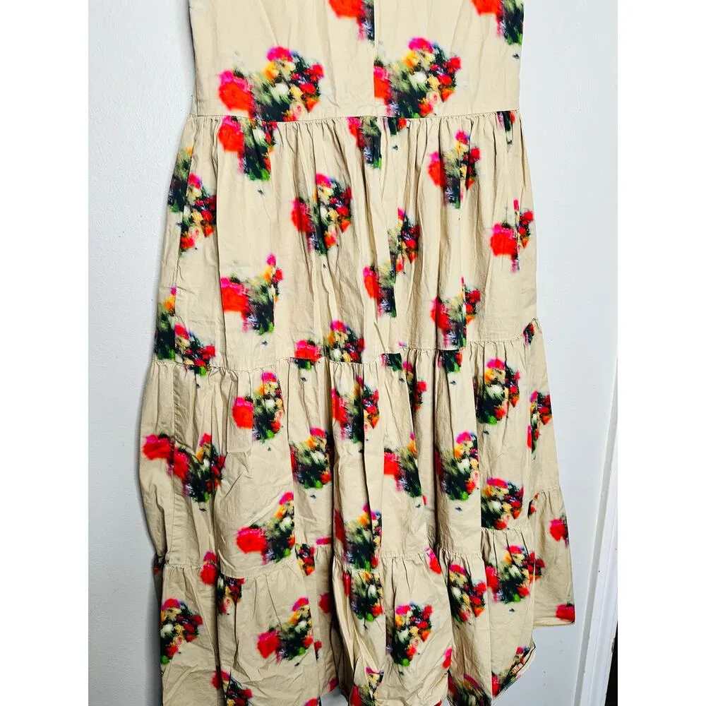 ADAM LIPPES COLLECTIVE Khaki Crewneck Hourglass Tiered Poplin Maxi Dress Size 2 - Image 11