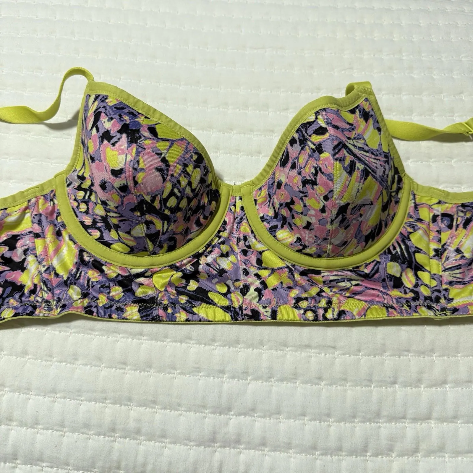 Cacique Colorful Yellow Purple Pink 38B Bra Lightly Lined Demi Longline - Image 10