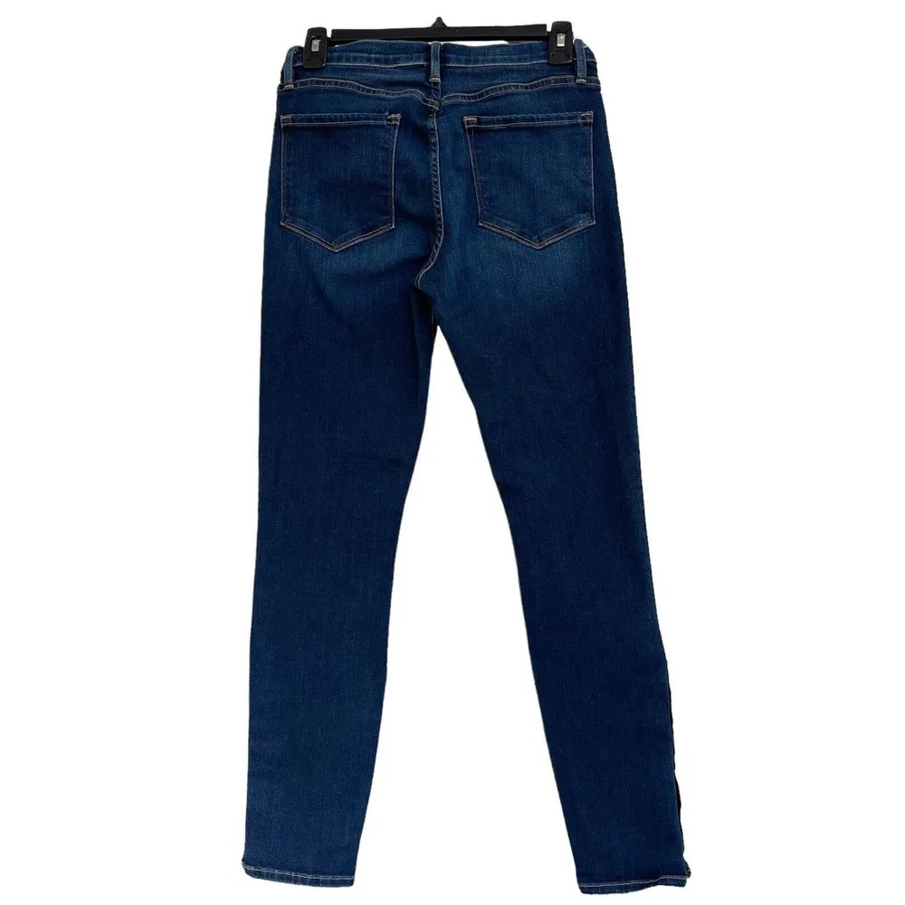 FRAME SZ 27 Jeans Le Skinny de Jeanne Mid-Rise Stretch 5-Pocket Snap Hems Martha - Image 4