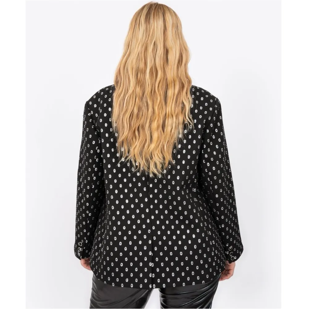 Tanya Taylor Andie Silk Blend Jacket/Blazer, Black/Silver Size 6 New w/Tag $595 - Image 7