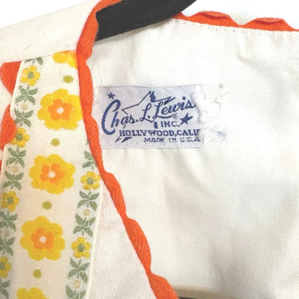 Vintage 60s Orange Embroidered Cottagecore Midsommar Cutesy Floral Mini Dress - Image 9