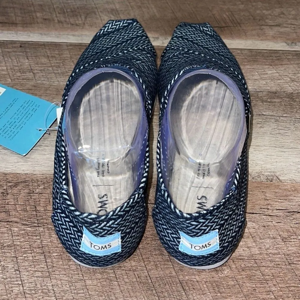 NWT Toms Womens Alpargata Round Toe Woven Classics Espadrille Navy Herringbone O - Image 6