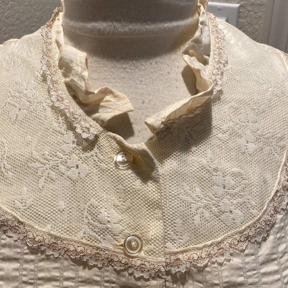 Shin Choi Skirt Set Lace Floral Midi Cottagecore Pleated Cotton Cream EUC Sz 4 - Image 4