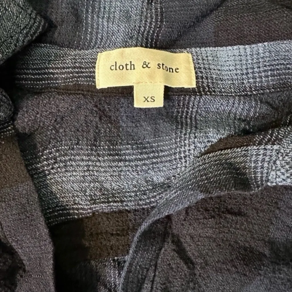 Cloth & Stone Roll Tab‎ Sleeve Duster Midi Dress Women's Size XS Navy Plaid NWT - Image 10