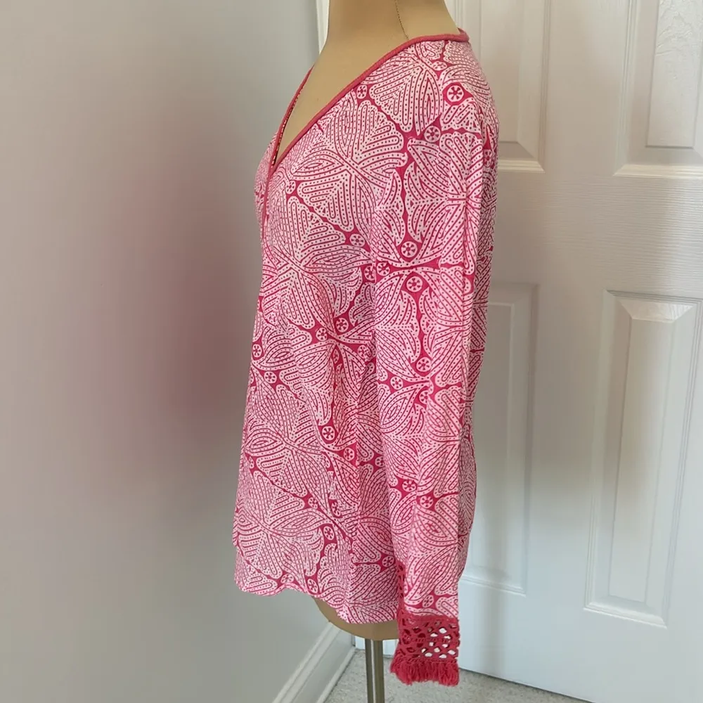 Roberta Roller Rabbit Pink/White Crochet Trim Top - Image 3