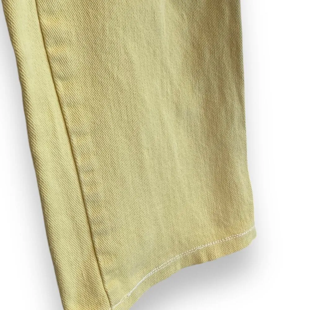 Vinteage 90s Wrangler High Waist Yellow Cotton Denim Straight Leg Jeans 25x28 - Image 9