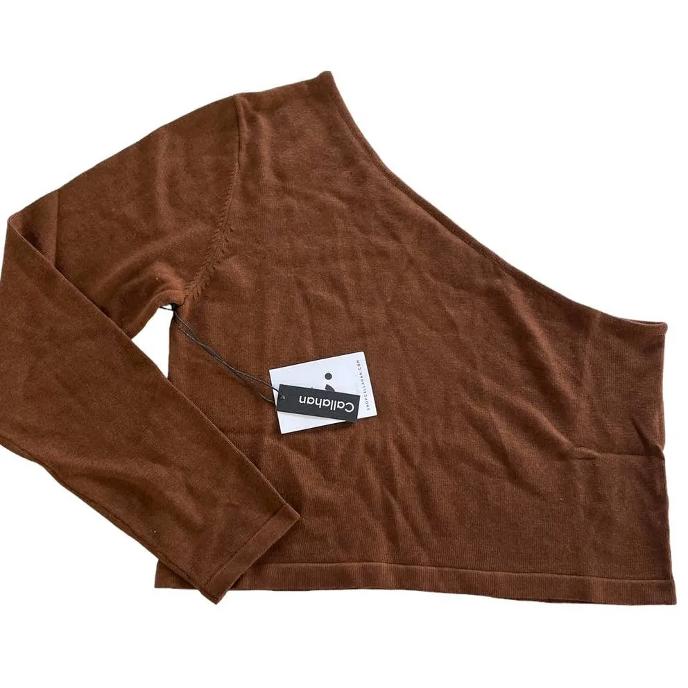Callahan Sweater Womens Medium Lora Rootbeer Brown One Shoulder Knit‎ Top - Image 2