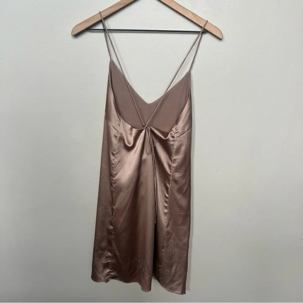NWT Urban Outfitters Satin Tie Back Slip Dress Bronze Size Small - Image 12