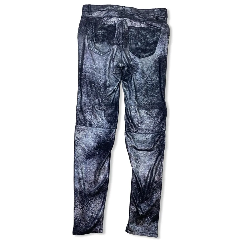 ⭐️ZARA Woman Premium Denim Collection Metallic Stretch Moto Leggings Pants - Image 3