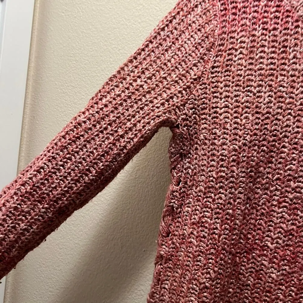 Lucky Brand Rose Pink Cotton Cable Knit Braided Sides Sweater Size Medium - Image 5