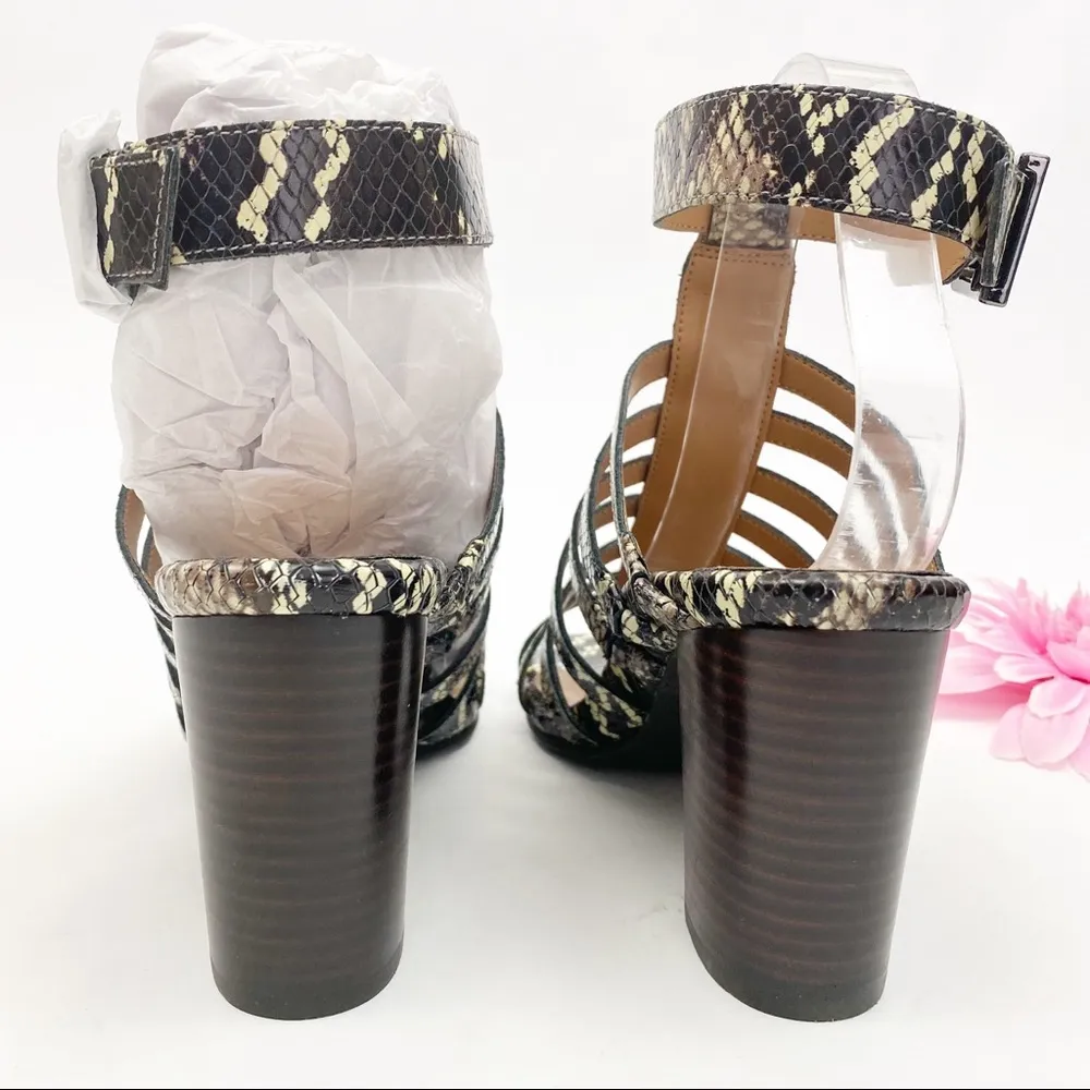 Vionic Perk Sami Leather Caged Heeled Sandals: Black Boa Snakeskin - Image 6