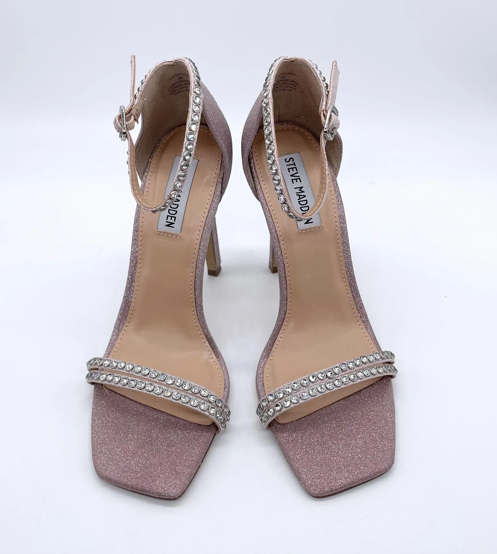 Collette Strappy Stiletto Heels Blush Glitter Sandals - Image 5