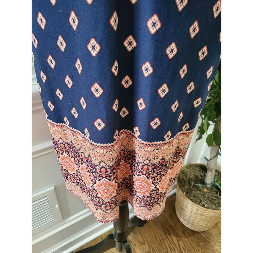 Nine Britton Women Blue Polyester Sleeveless Round Neck Knee Length Dress Size L - Image 4