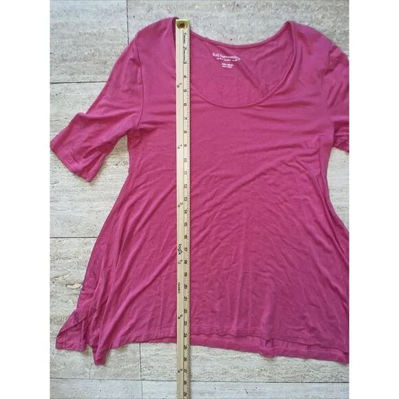 Soft Surroundings Womens‎ Hot Pink Short Sleeve T-Shirt PXS - Image 4