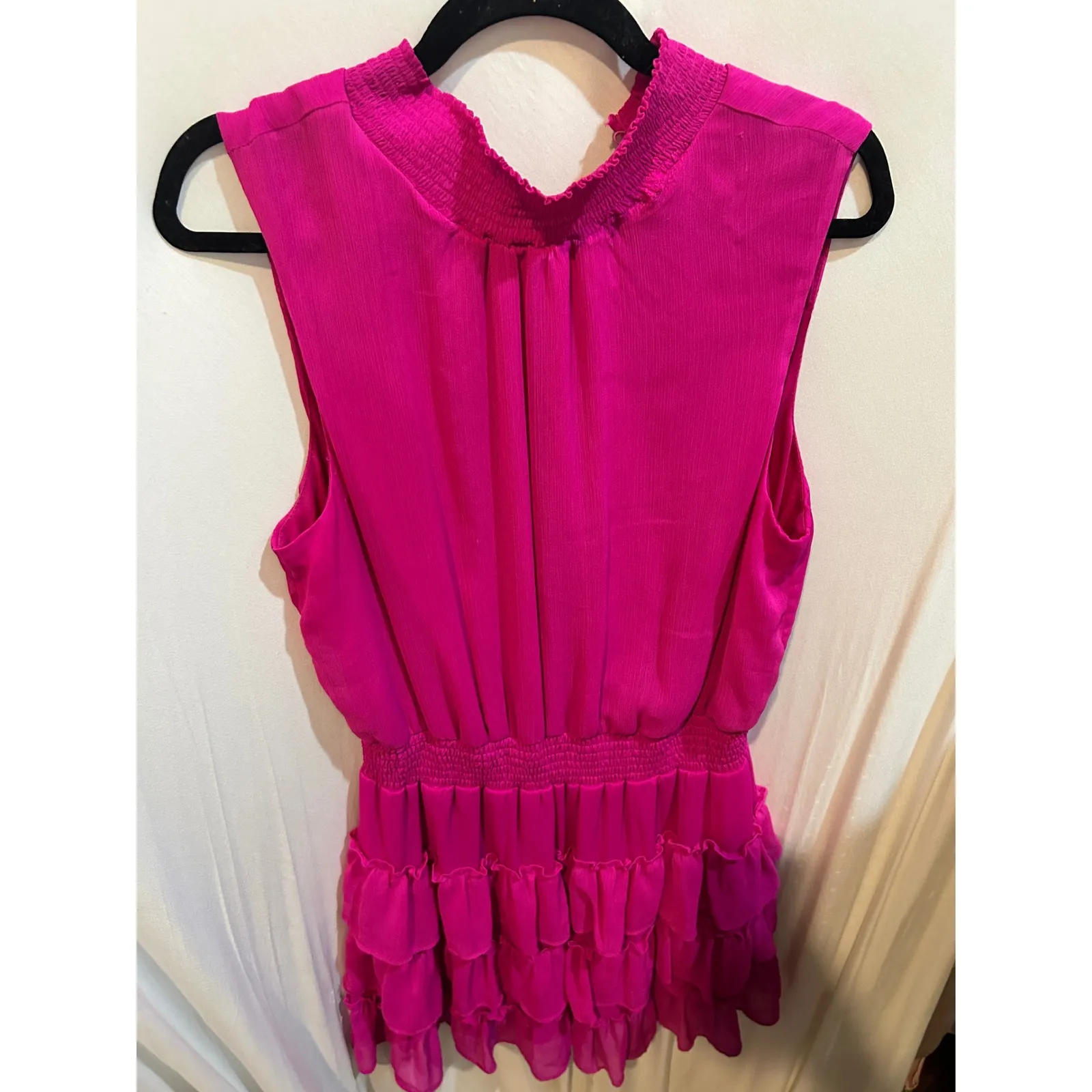 FLAWED MSK Pink Ruffle‎ Dress Sleeveless Mock Neck Mini Party Cocktail Dress Size M - Image 2