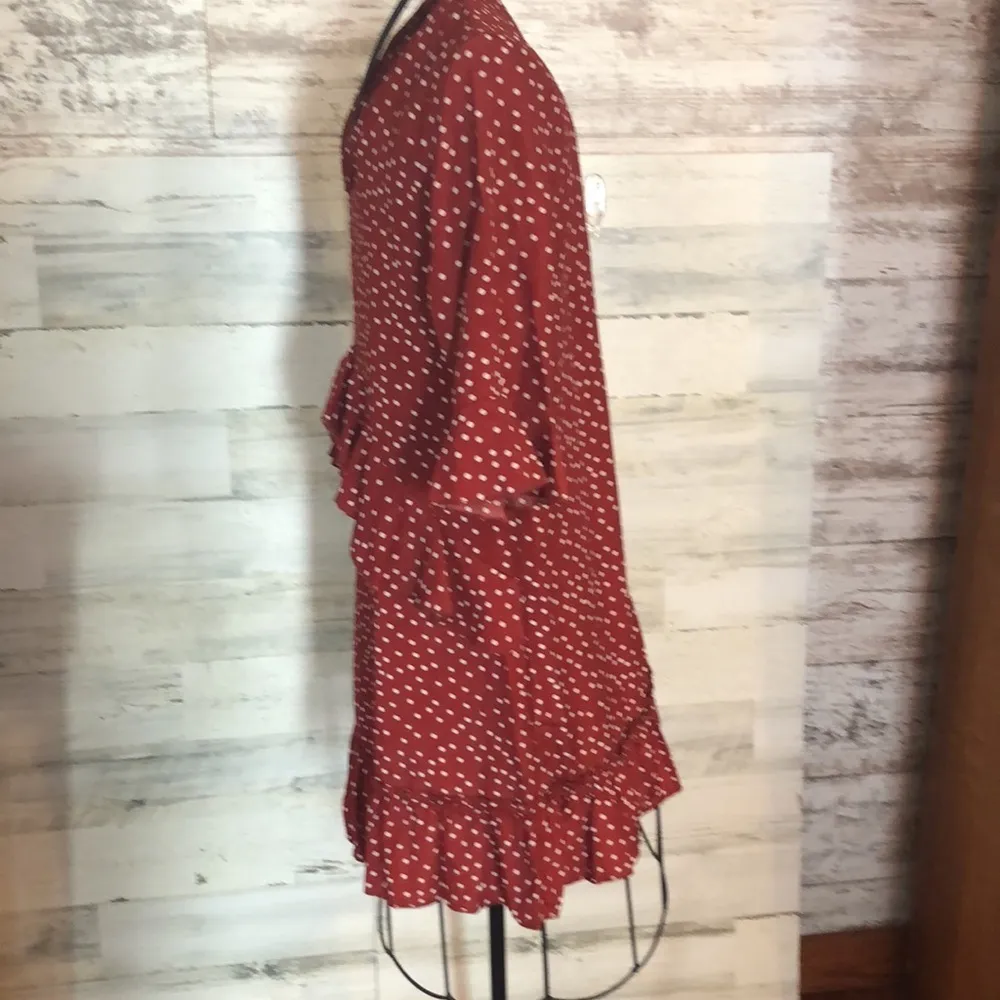 Red polkadot white Cocktail Dress Floral Sleeveless Dresses beach women dress Size M - Image 5