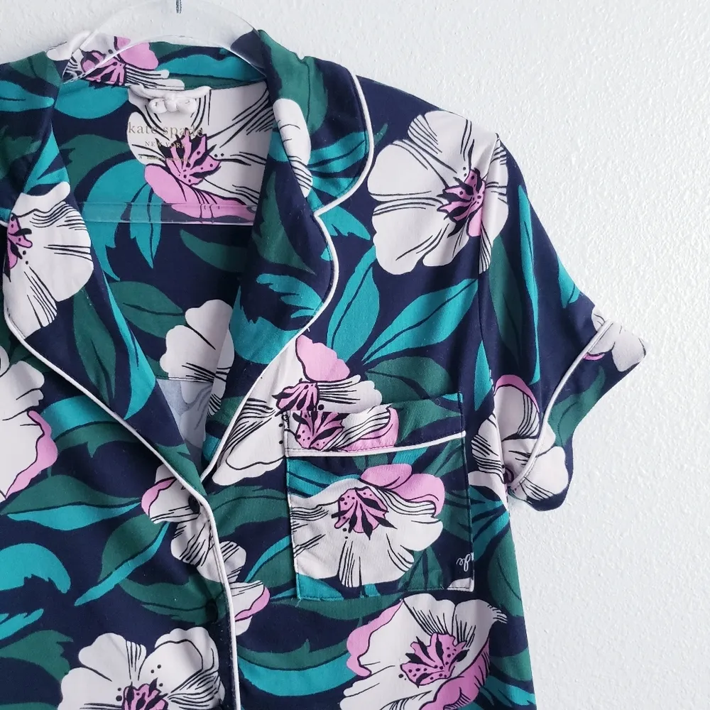 Kate Spade Floral Button Down Short Sleeve PJ Shirt - Image 3