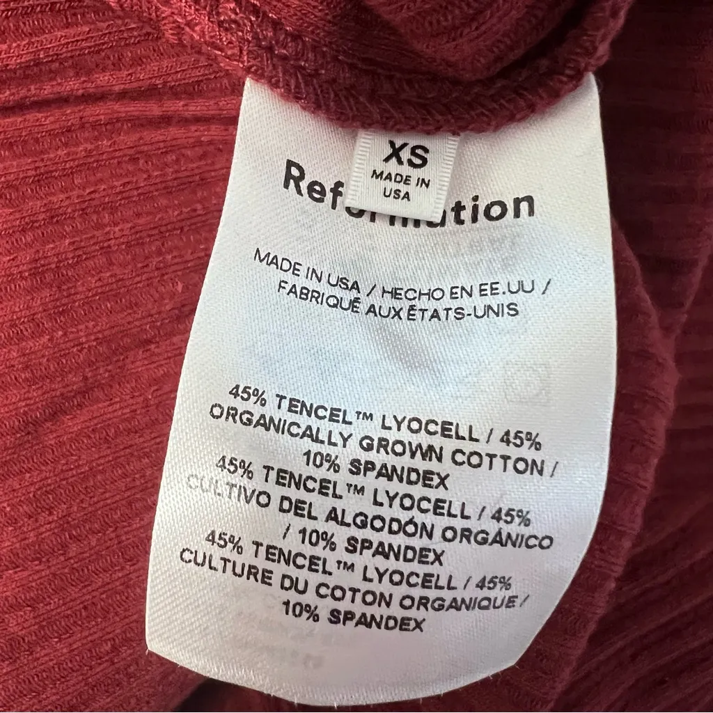 Reformation Banks Knit Rib Midi Dress Chianti Red Sz XS - Image 5