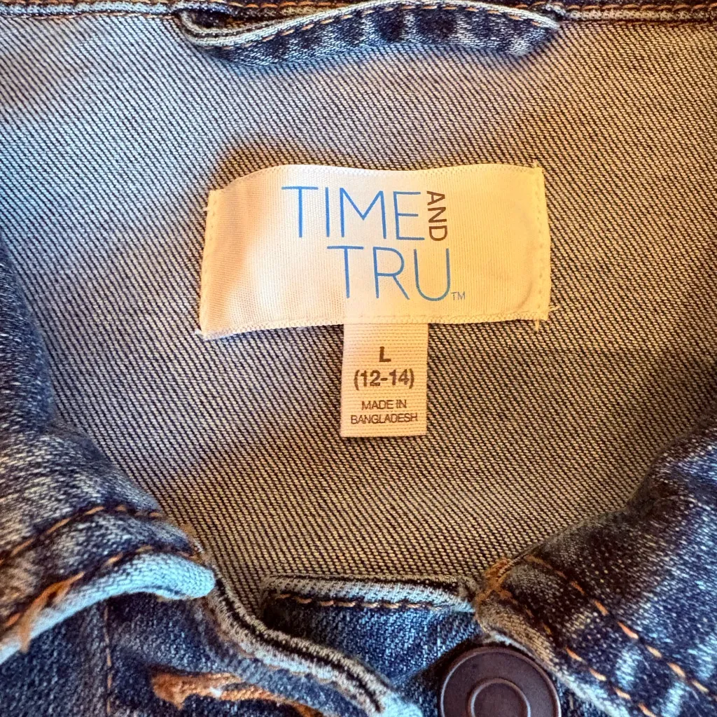 Time and Tru Blue Jean Jacket Size L - Image 2
