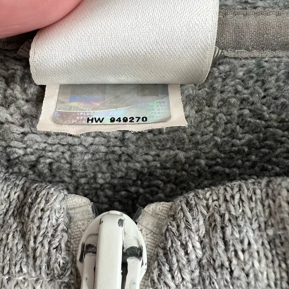 THE NORTH FACE Fleece 1/4 Zip Pullover Jacket Hoodie Gray Large Running Fleece - Image 7