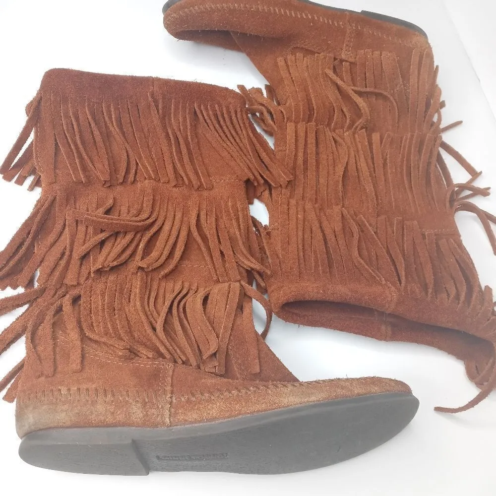 Minnetonka fringe leather boots size 8 - Image 6