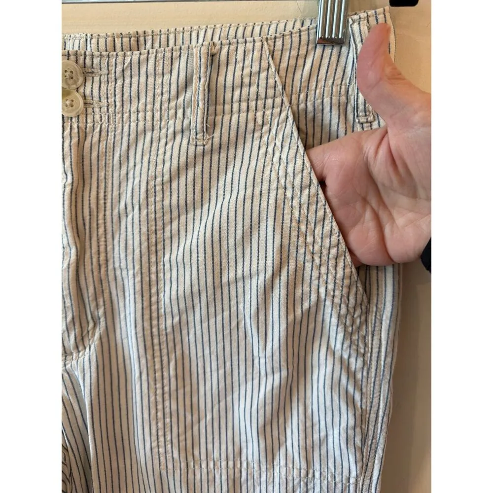 American Eagle Outfitters High Rise Tapered Pants Stripe White Blue Women's Sz 6 - Image 3