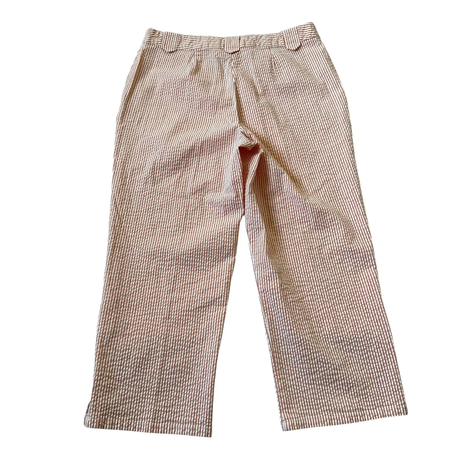 Liz Claiborne Orange|White Striped Stretch Cropped Pants Women's Size 8 NWT 24-2 - Image 2