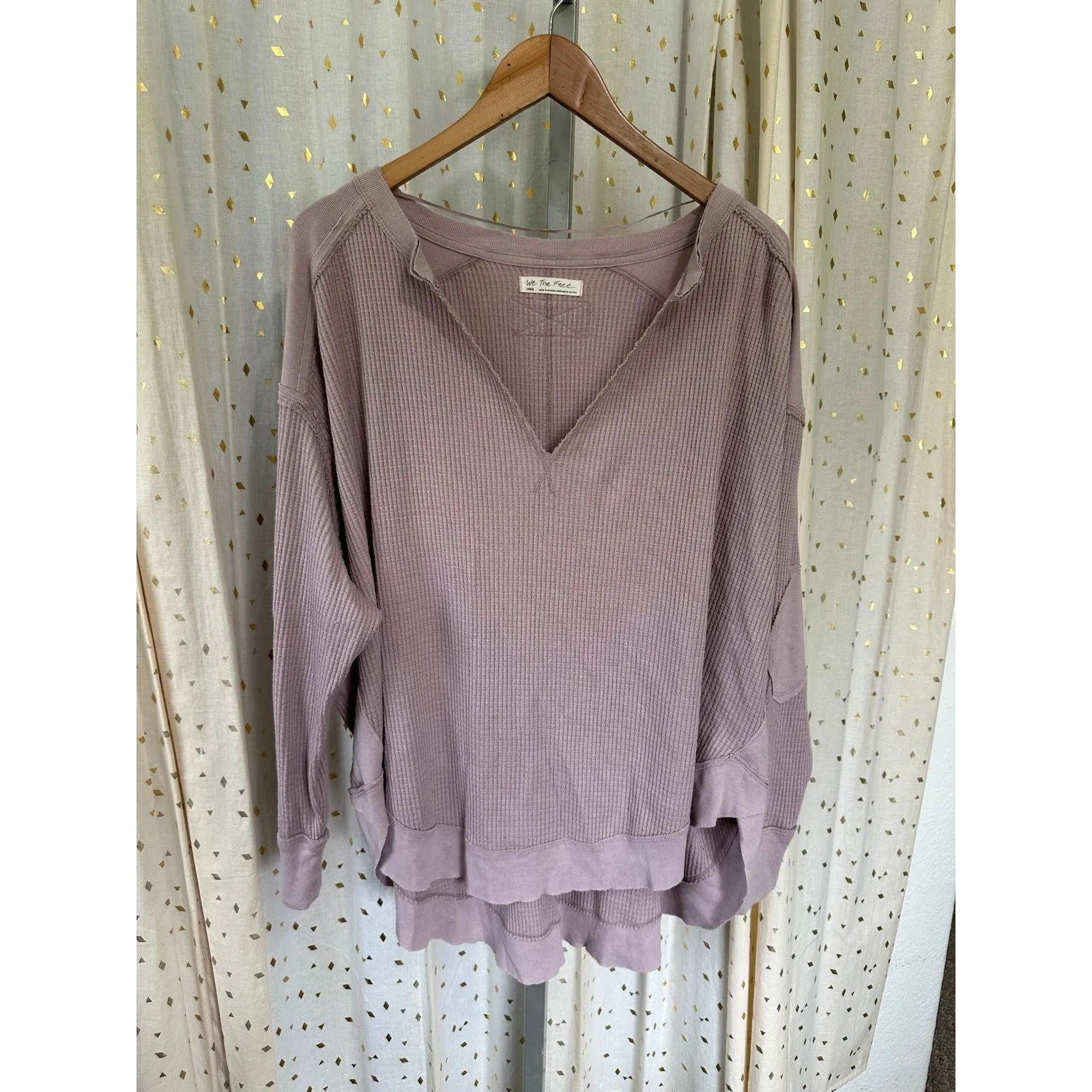 We The Free People Owen Thermal Hi-Low Round Hemline Oversized Tunic Top L - Image 5