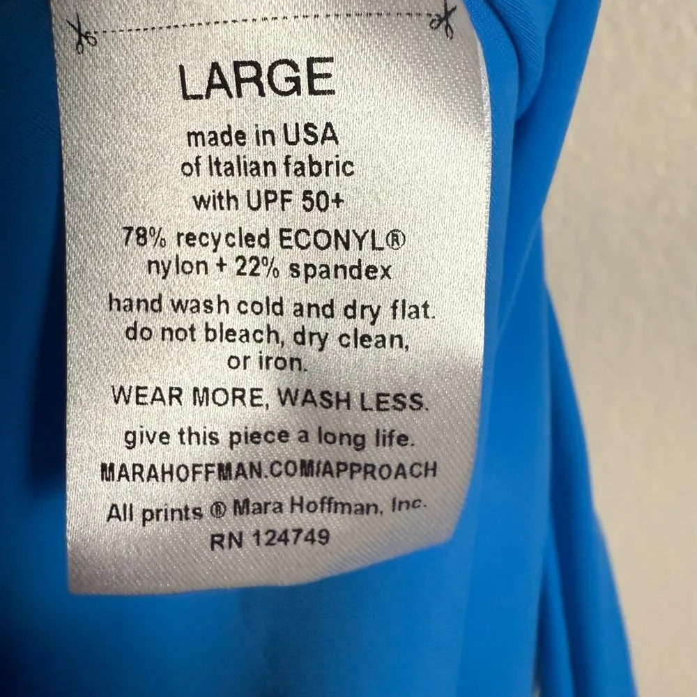 Mara Hoffman Lydia Solid Blue High Waisted Bikini Swimsuit Bottoms Size L - Image 11