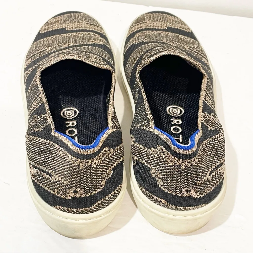 Rothy's Size 5.5 Golden Shimmer Sneakers Low Top Slip On Stretch‎ - Image 4