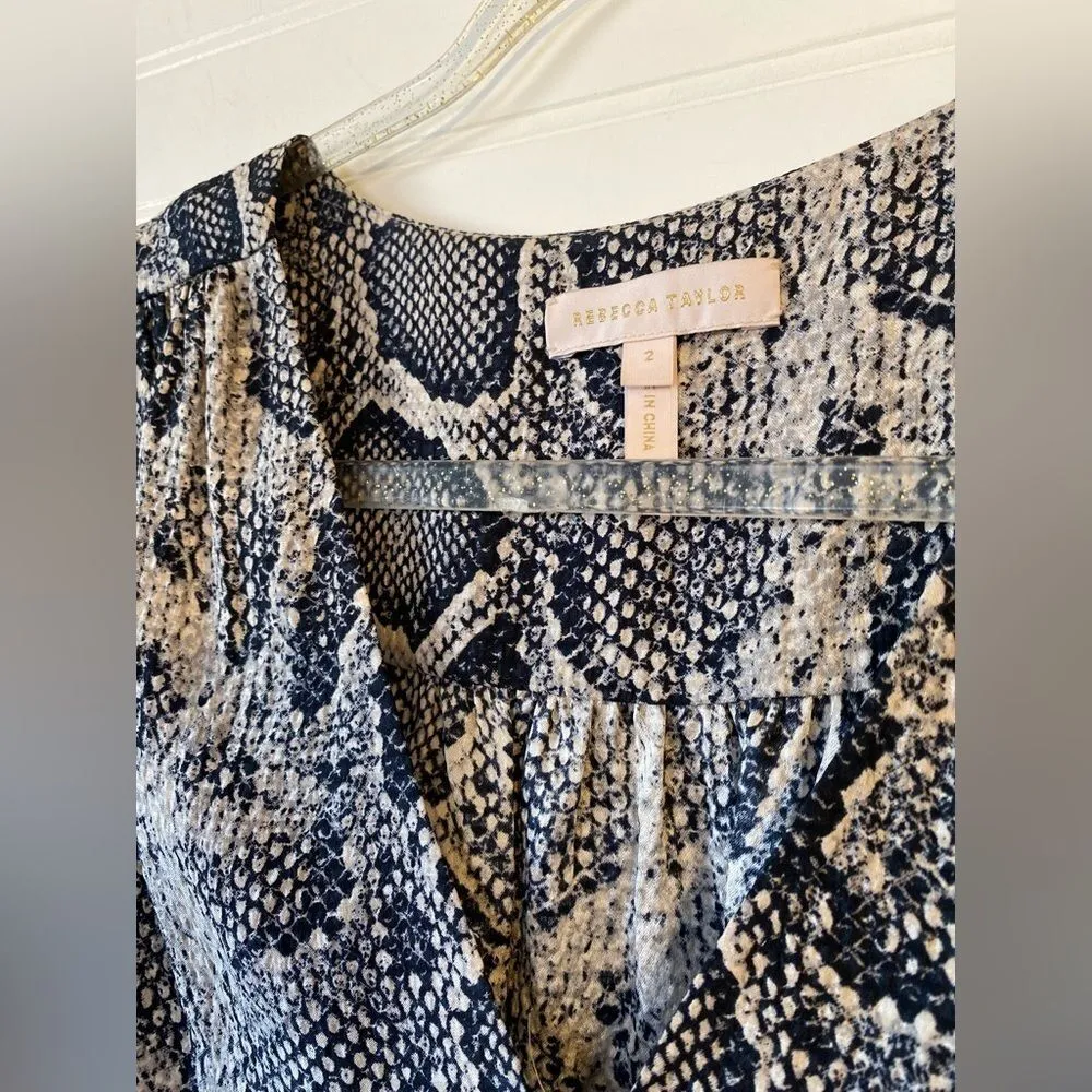 Rebeca Taylor 100% Silk Snake Animal Print Blouse - Image 2